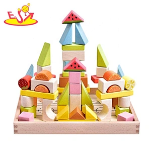 Customize colored 14pcs wooden stone blocks toy for kids W13A214