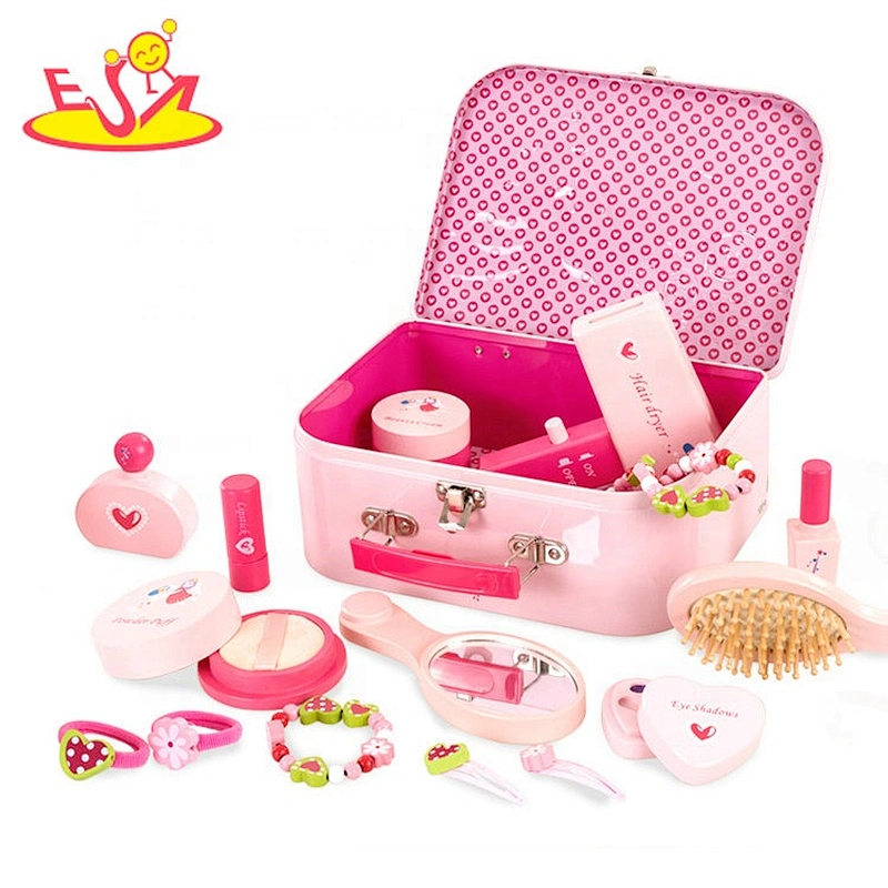 Customize pink wooden toy makeup table for girls W08H133