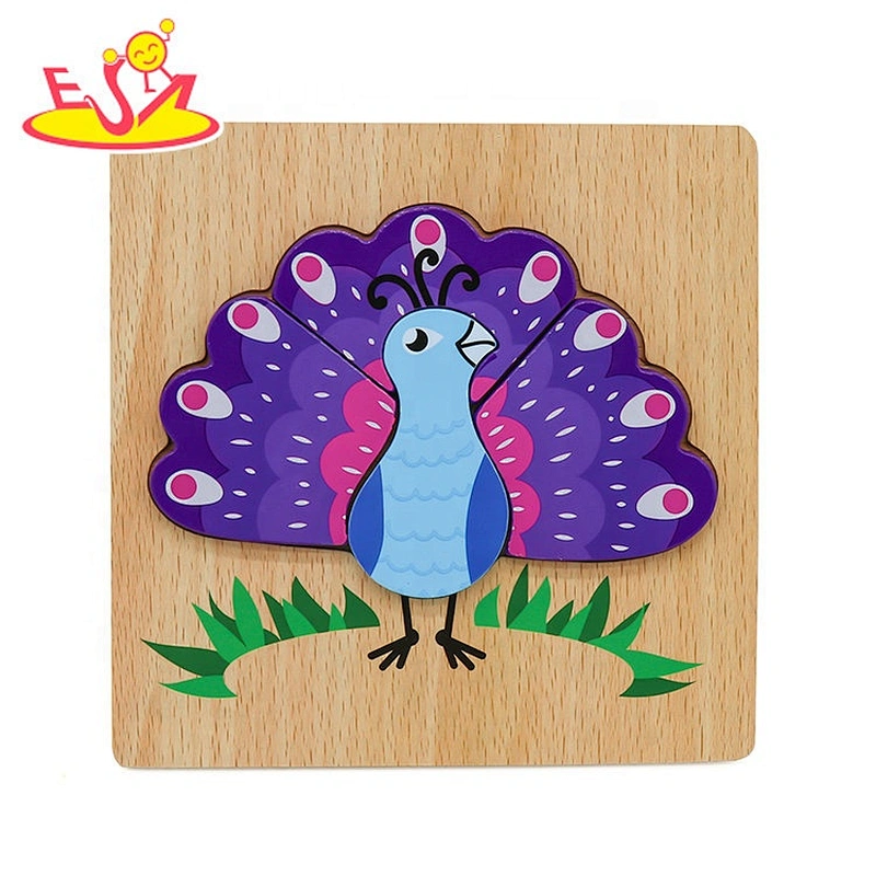 Customize cartoon wooden peacock puzzle toy for children W14D139