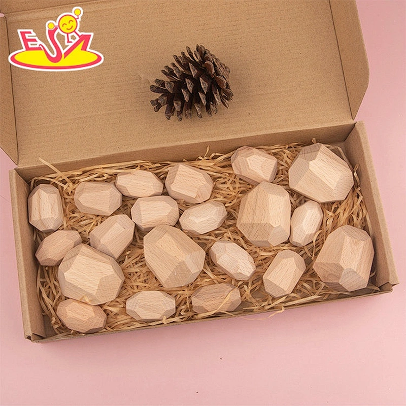 Customize 10PCS stone wooden sensory stacking blocks for kids W13D308