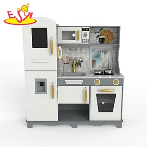 Customize children grey wood kitchen toy with drinking fountain W10C597F