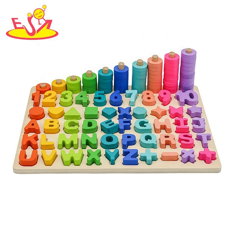 Customize multi function wooden alphabet board for kids W12D229