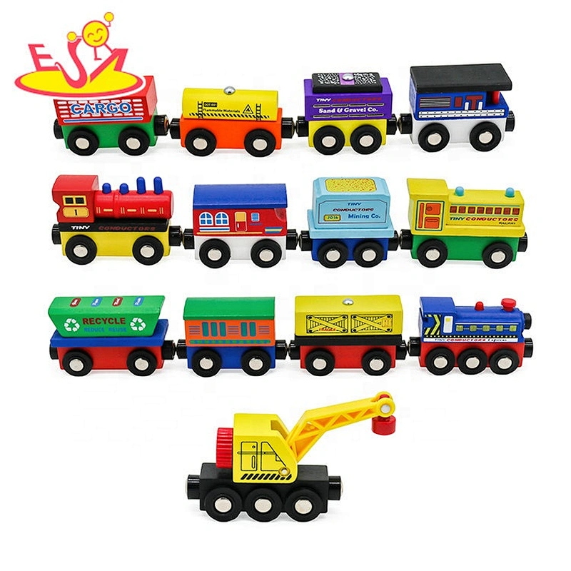 wholesale mini wooden magnetic train toy set for children W04A480