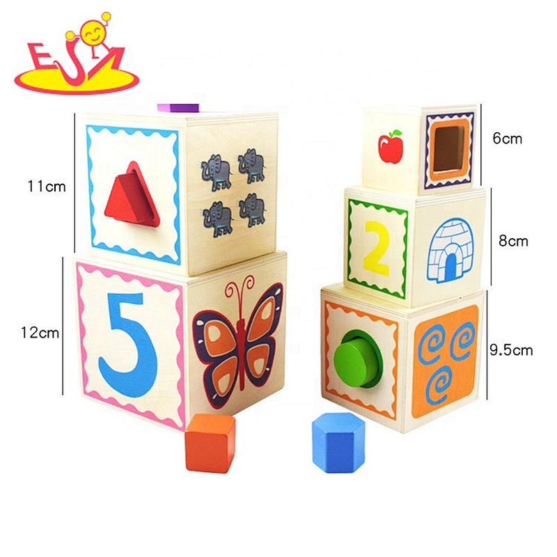 Customize educational wooden children stacking cups for wholesale W13D258