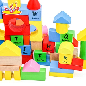 Wholesale 100 PCS child wooden letters building blocks toy for education W13B025