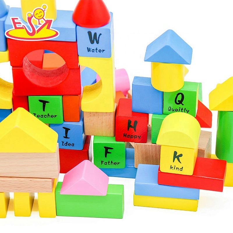 Wholesale 100 PCS child wooden letters building blocks toy for education W13B025