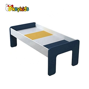 Customize children wooden diy building blocks toy table with storage W08G291