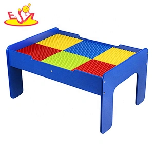 Customize 2 in 1 wooden big block table toy with storage W08G297B
