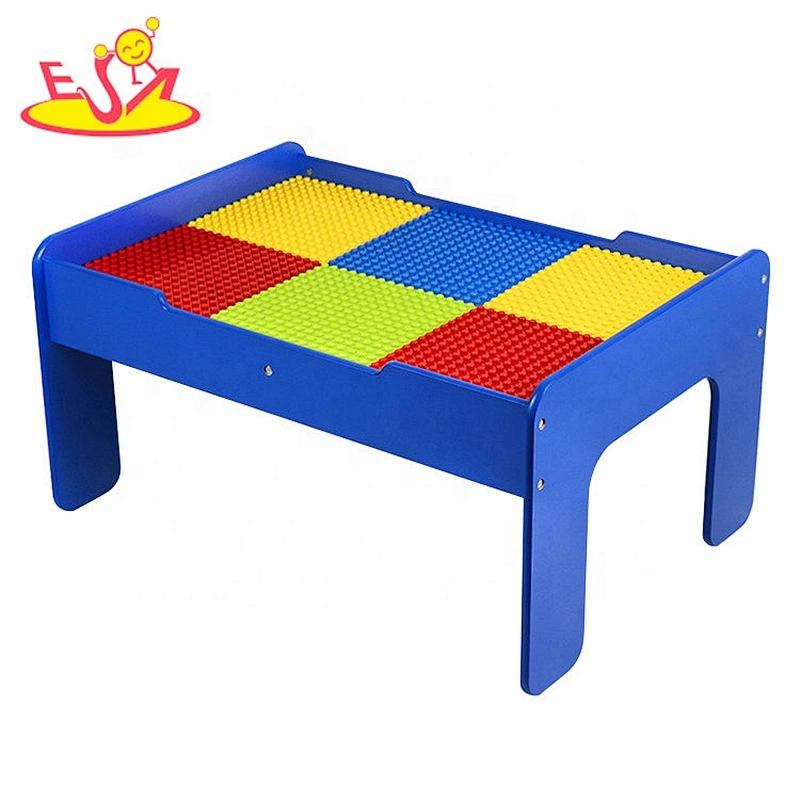high quality kindergarten educational DIY wooden building block table for kids W08G299