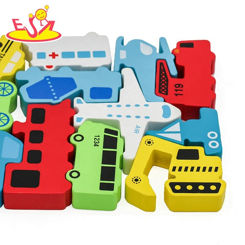 2021 Hot selling car shape wooden block puzzle for children W14A250