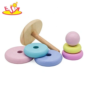 Customize colored wooden stacking blocks game for baby W13D254