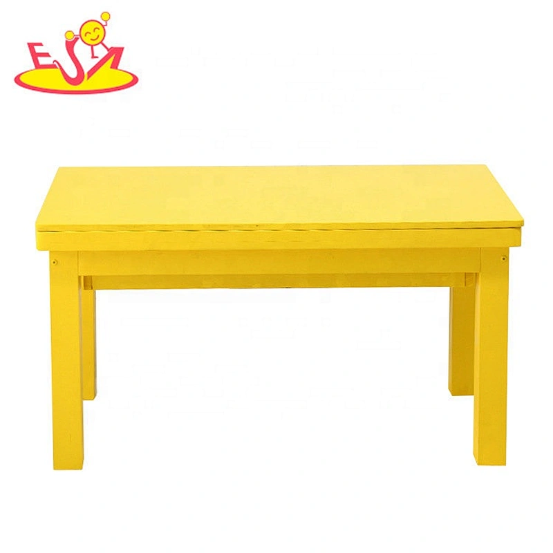 Customize 2 in 1 white wooden building bricks table for toddlers W08G290B