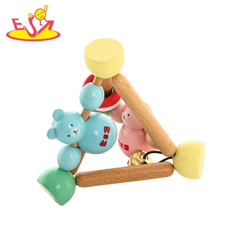 Wholesale beautiful toddler wooden hand the bell toy for education W07I172