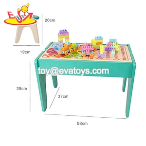 Most popular preschool wooden block play table for kids W08G295B