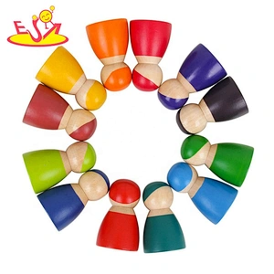 2020 new arrival 12pcs colorful wooden dolls for toddlers W06D131