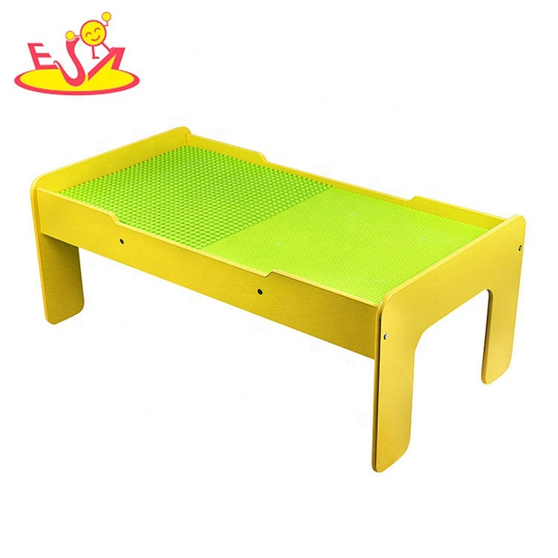Customize 2 in 1 wooden big block table toy with storage W08G297B