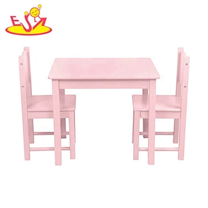 2021 High quality preschool pink study wooden kids table and chairs for wholesale W08G301B