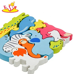 2021 Hot selling animal shape wooden block puzzle game for kids W14A253