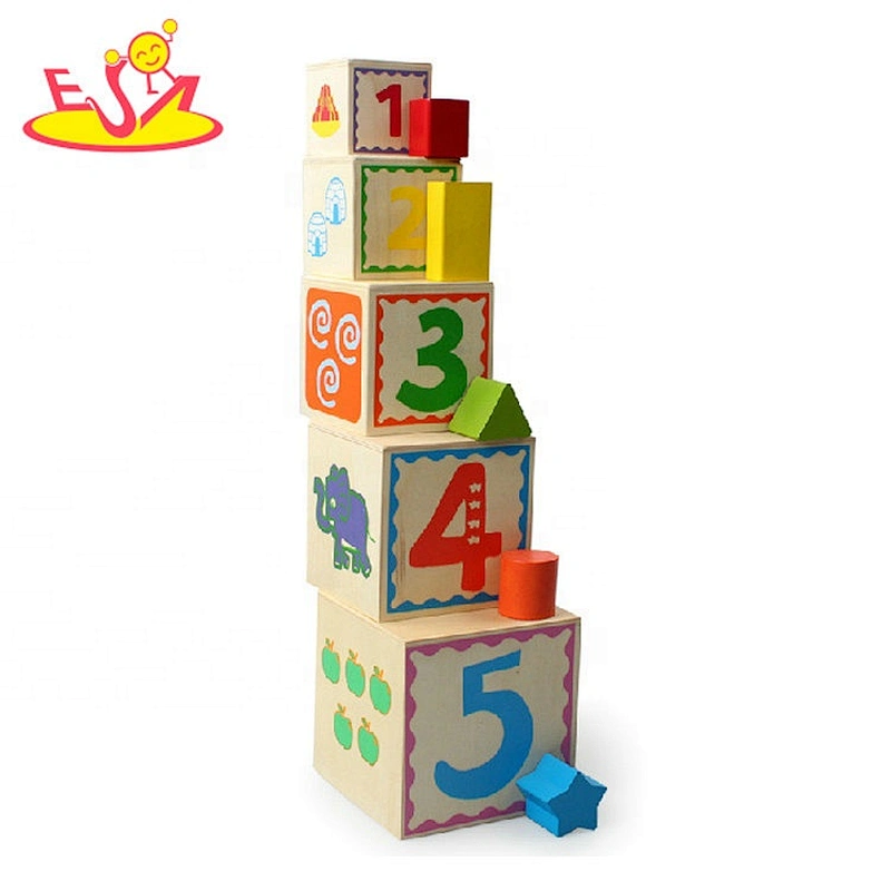 Customize educational wooden children stacking cups for wholesale W13D258