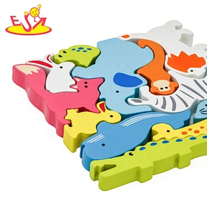 2021 Hot selling animal shape wooden block puzzle game for kids W14A253