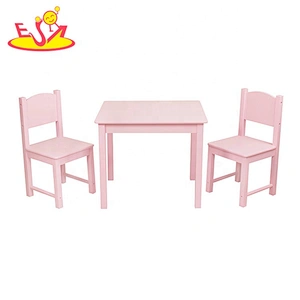 2021 High quality preschool pink study wooden kids table and chairs for wholesale W08G301B