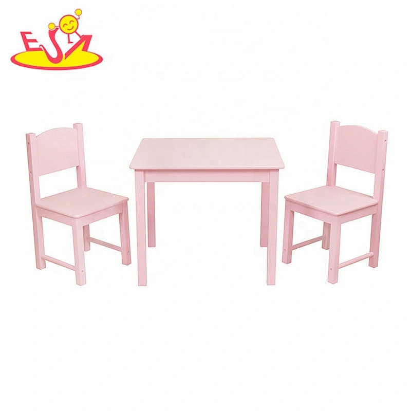 2021 High quality preschool pink study wooden kids table and chairs for wholesale W08G301B
