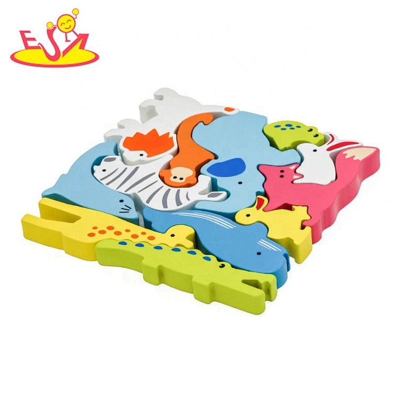 2021 Hot selling animal shape wooden block puzzle game for kids W14A253