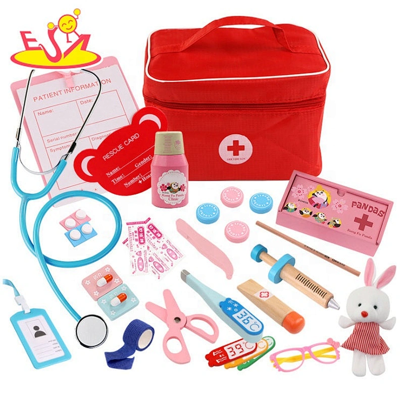 Top sale pretend play wooden doctors kit toy for children W10D262