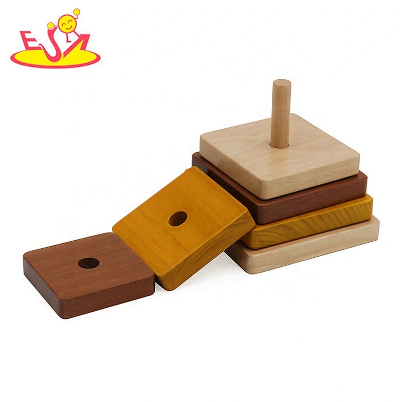 2021Customize colored wooden stacking blocks game for baby W13D217B