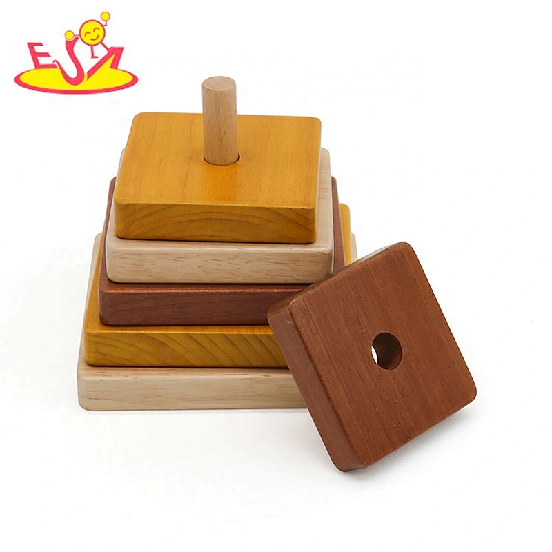 2021Customize colored wooden stacking blocks game for baby W13D217B