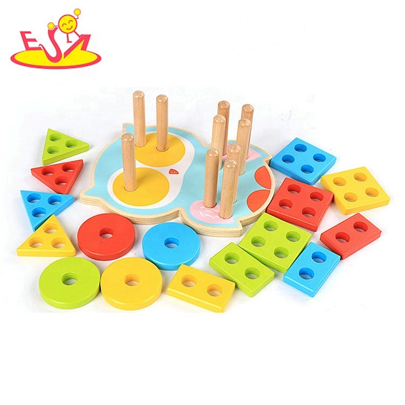 Early learning wooden montessori shape sorter for kids W13D259