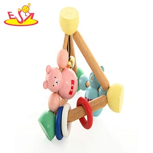 Wholesale beautiful toddler wooden hand the bell toy for education W07I172