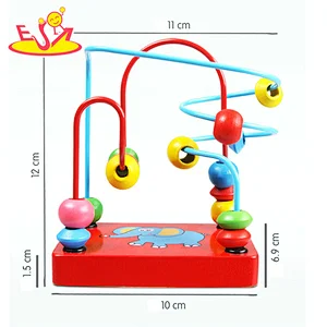 Customize colored wooden bead maze toy for baby W11B257