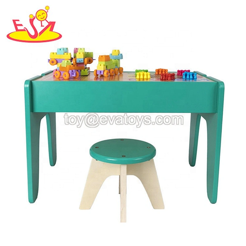 Most popular preschool wooden block play table for kids W08G295B
