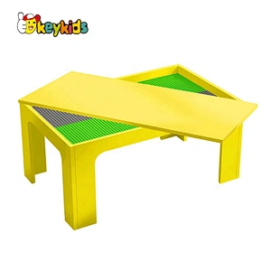 Customize children wooden diy building blocks toy table with storage W08G291