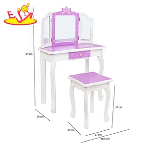 wholesale modern wooden kids dressing table with mirror and stool W08H126A