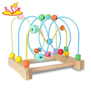 Customize colored wooden bead maze toy for baby W11B257