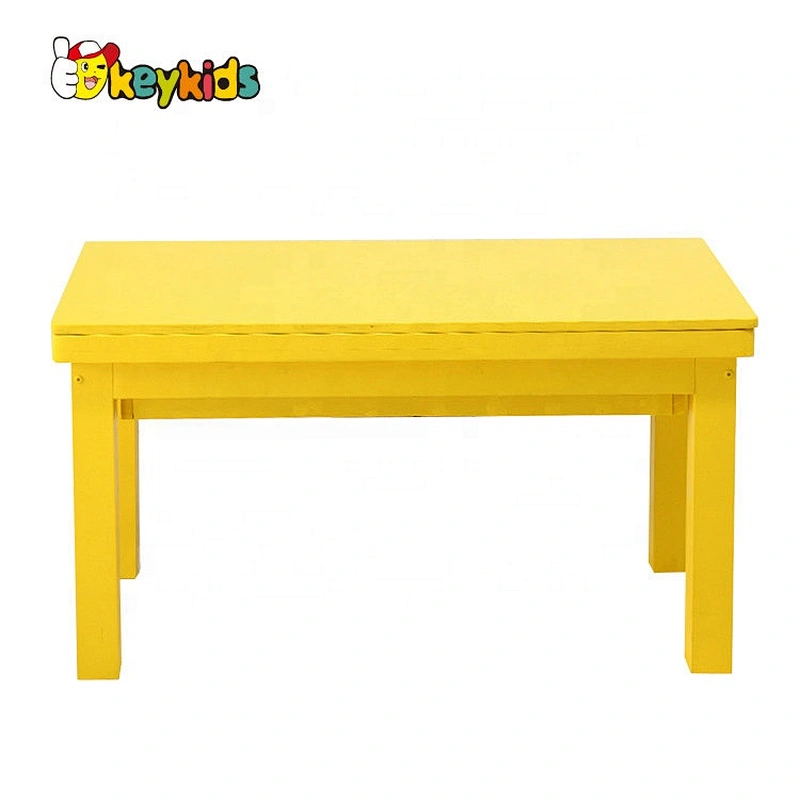 Customize children wooden diy building blocks toy table with storage W08G291