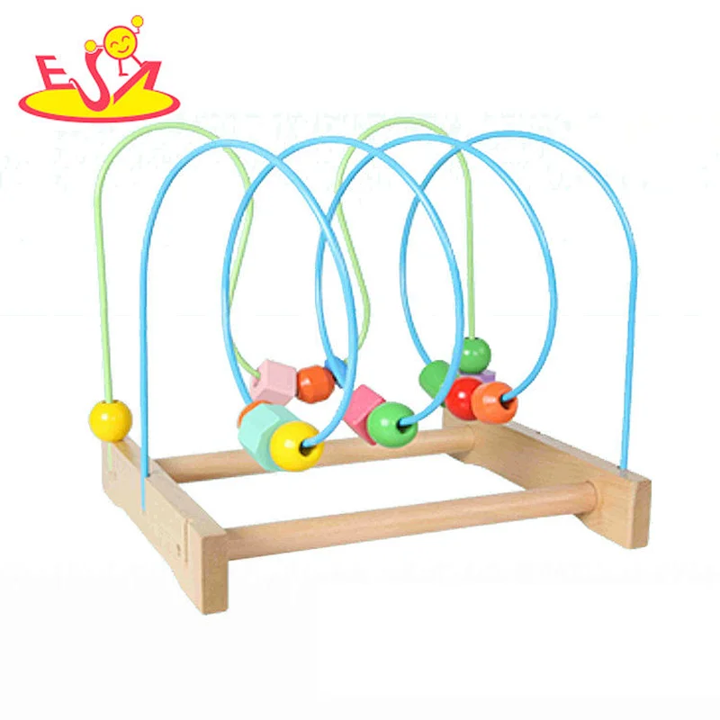 Customize colored wooden bead maze toy for kids  W11B258