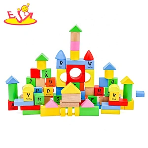 Wholesale 100 PCS child wooden letters building blocks toy for education W13B025