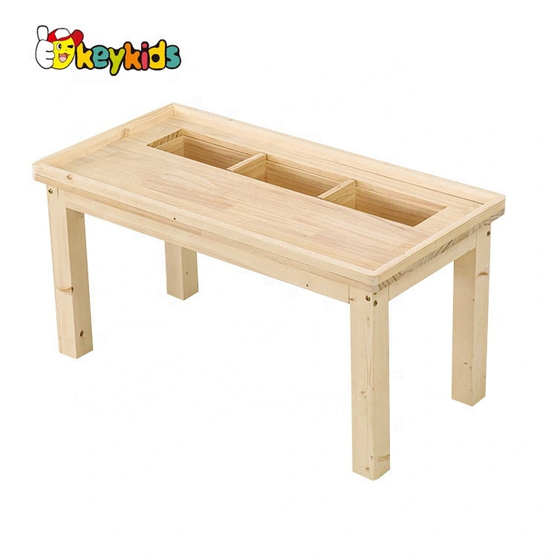 Customize children wooden diy building blocks toy table with storage W08G291