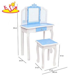 On sale girls blue wooden vanity dressing table with mirror W08H126C