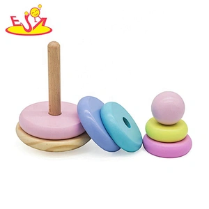 Customize colored wooden stacking blocks game for baby W13D254