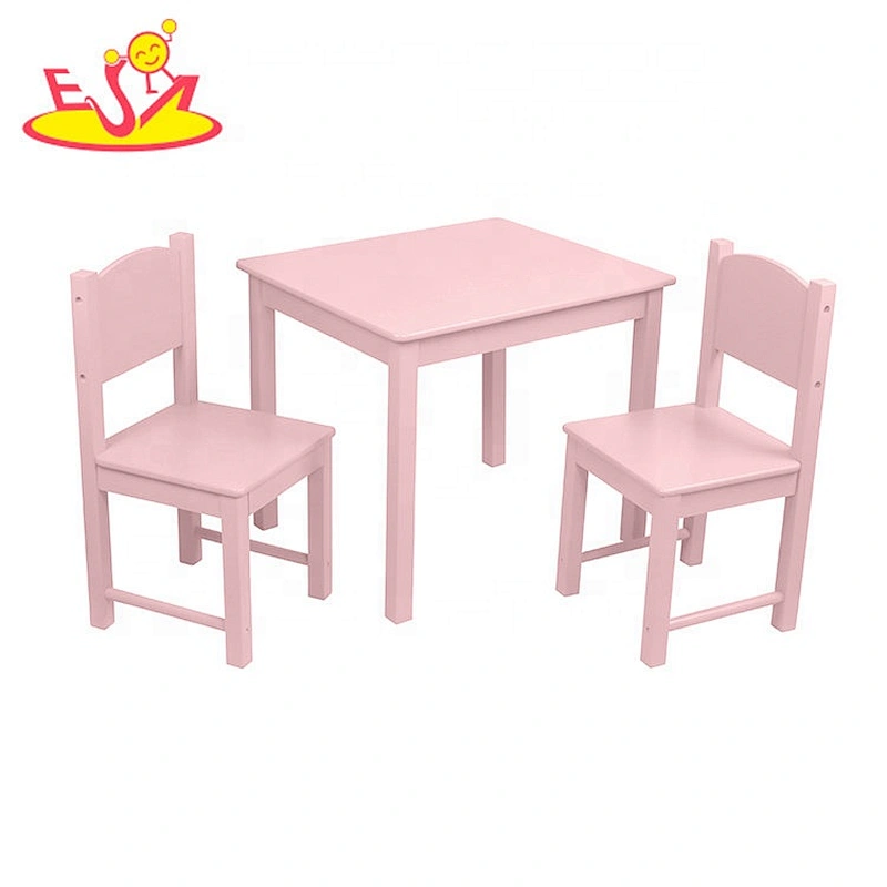 2021 High quality preschool pink study wooden kids table and chairs for wholesale W08G301B