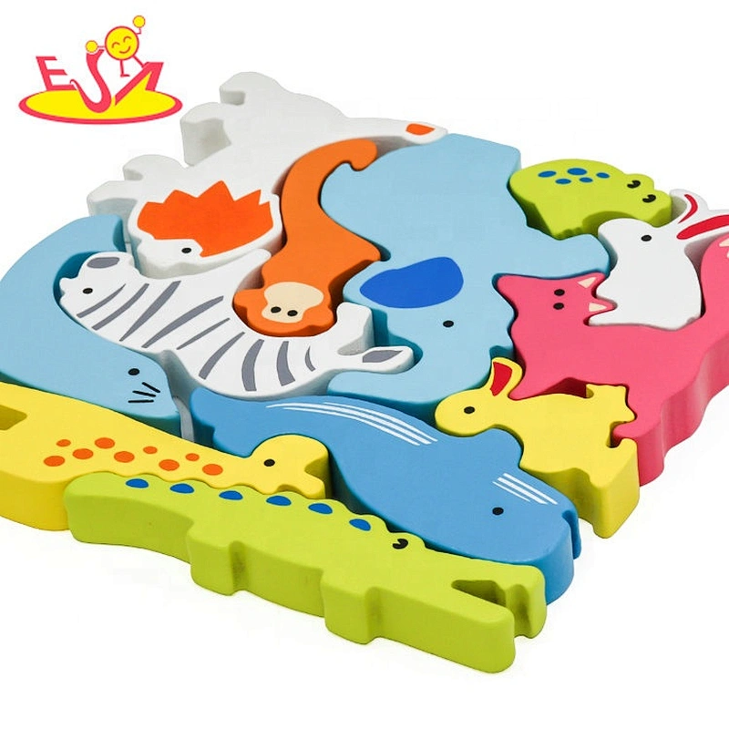 2021 Hot selling animal shape wooden block puzzle game for kids W14A253