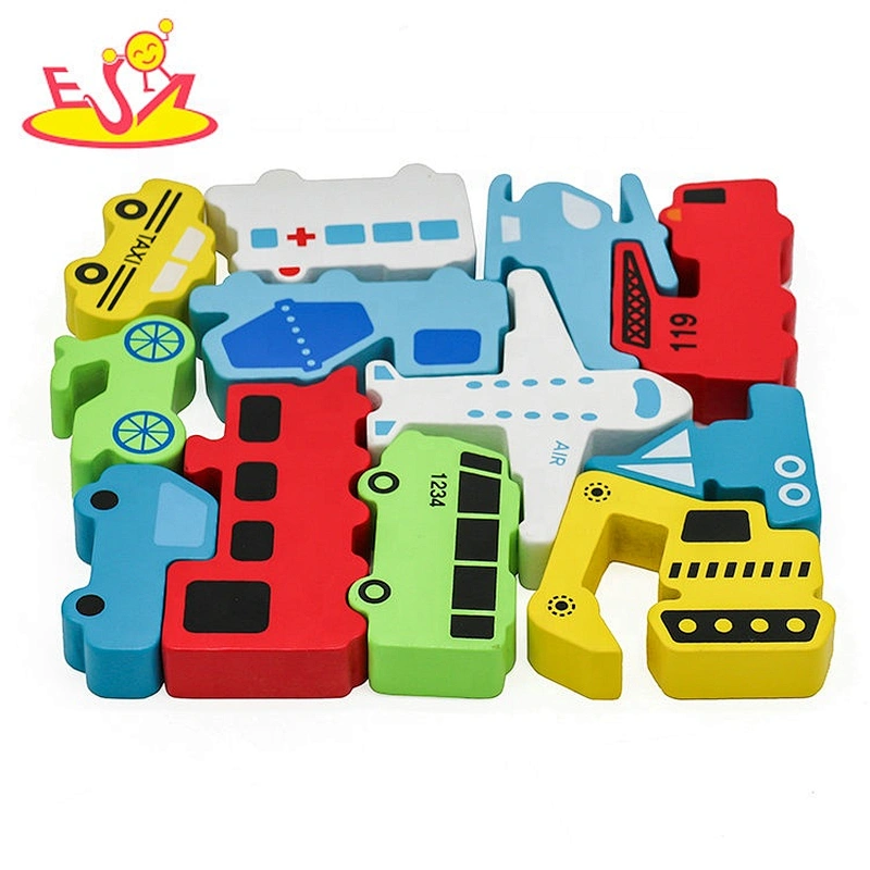 2021 Hot selling car shape wooden block puzzle for children W14A250