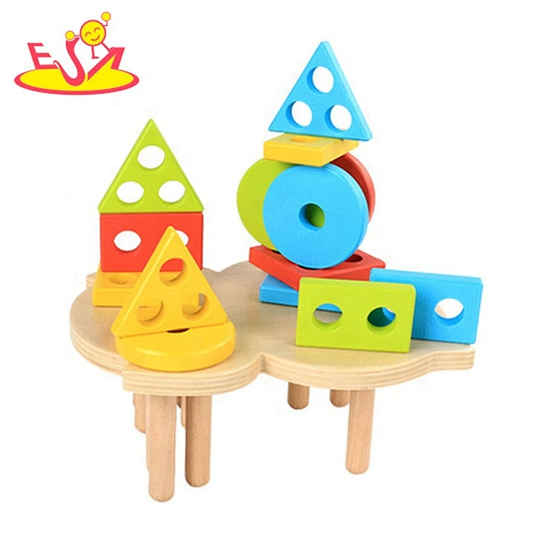 Early learning wooden montessori shape sorter for kids W13D259