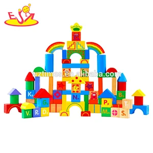 Wholesale 100 PCS child wooden letters building blocks toy for education W13B025