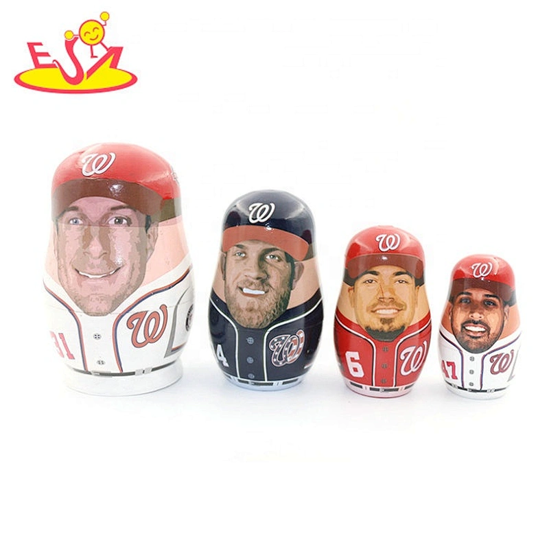 2020 Hand painted Russia 4 in 1 wooden nesting dolls for kids W06D141