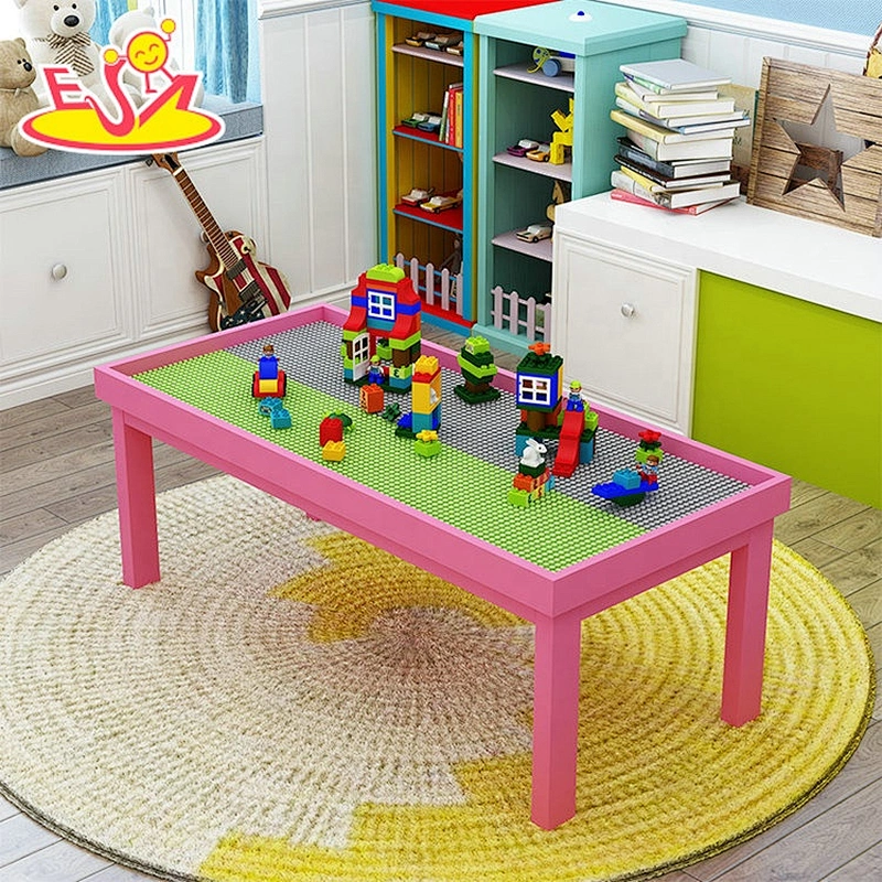 high quality preschool kids wooden 2 in 1 activity table for building blocks W08G288B